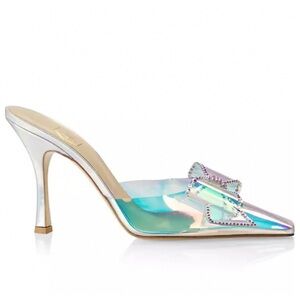 Nalebe Dimante Embellished Bow Clear PVC Mules